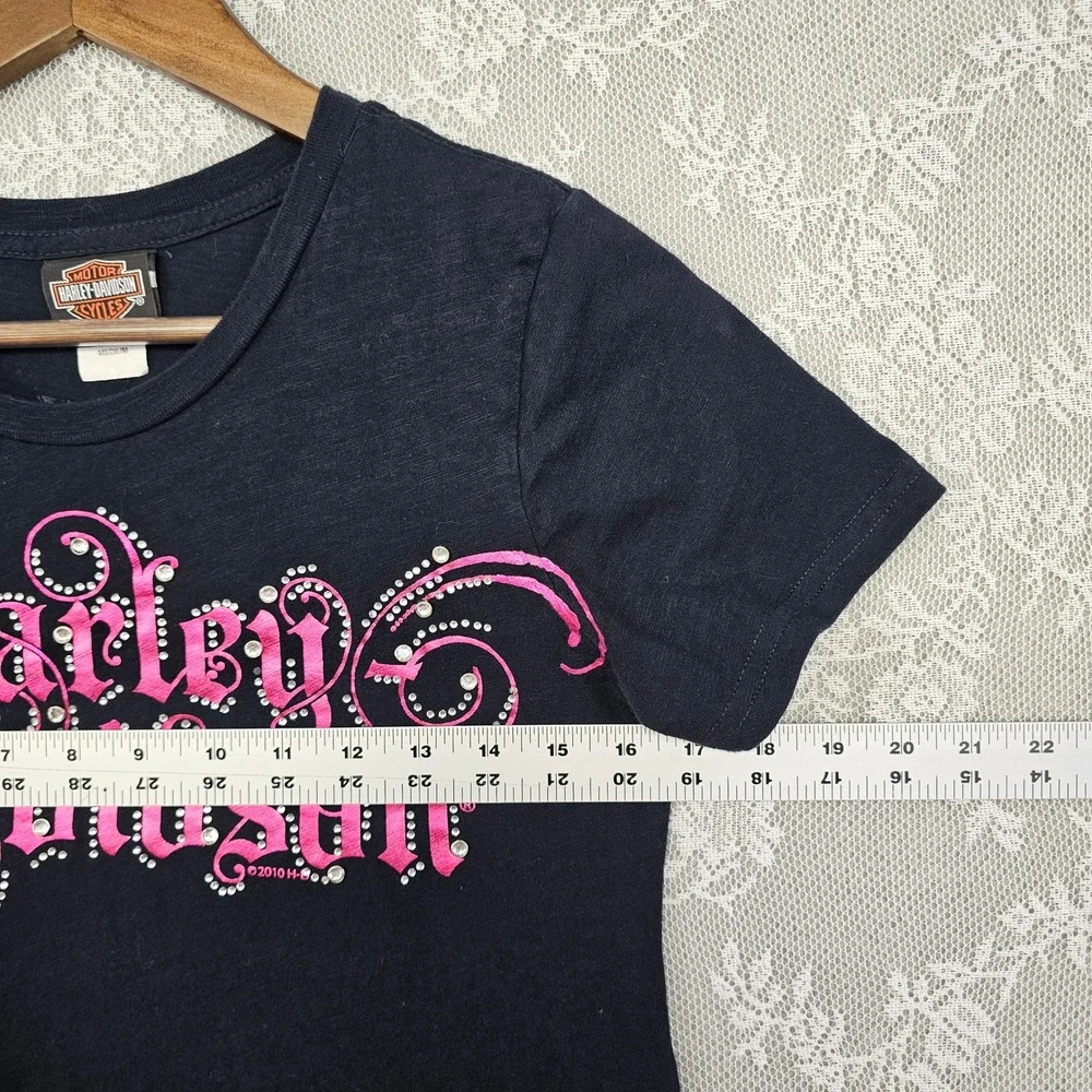 Harley Davidson Black‎ Widow Rhinestone T-Shirt Women's M Port Charlotte Florida